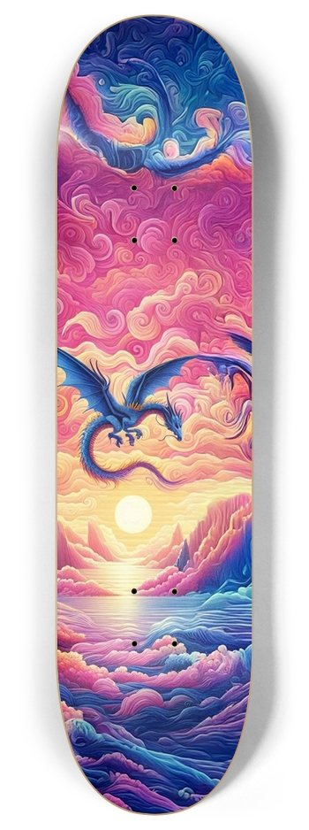 Dragon Pink Sunset Custom Skateboard 8 Inch Skateboard Deck