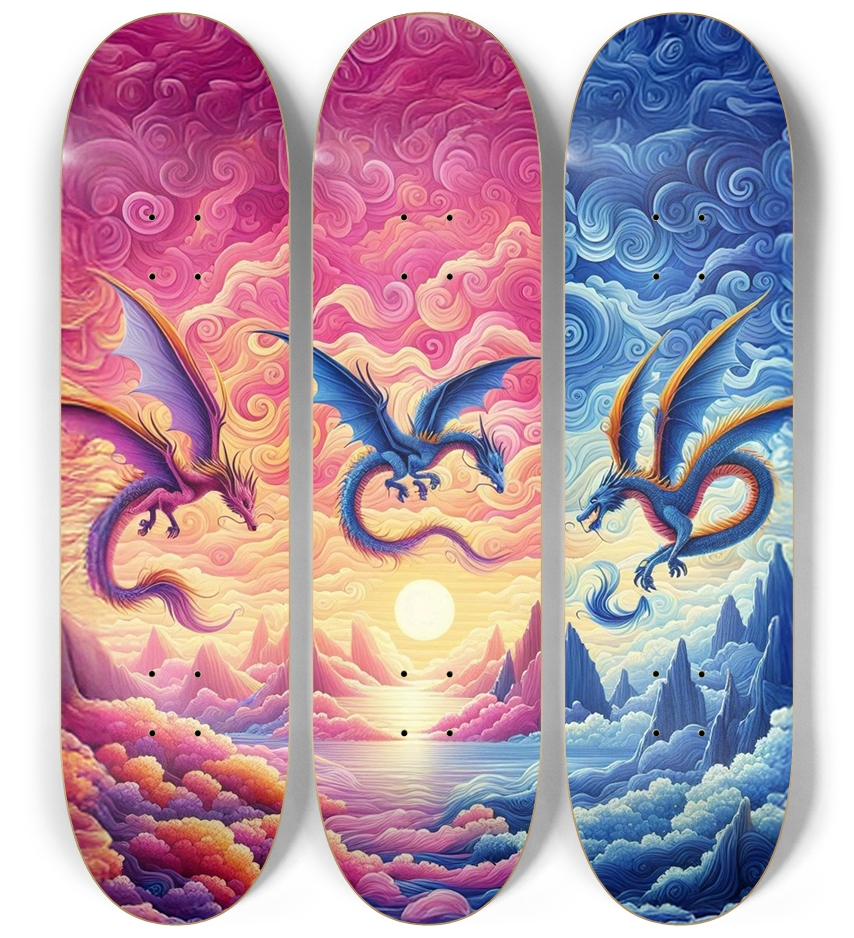 Dragon Sky Wall Art 3-Board 3 Deck Wall Series