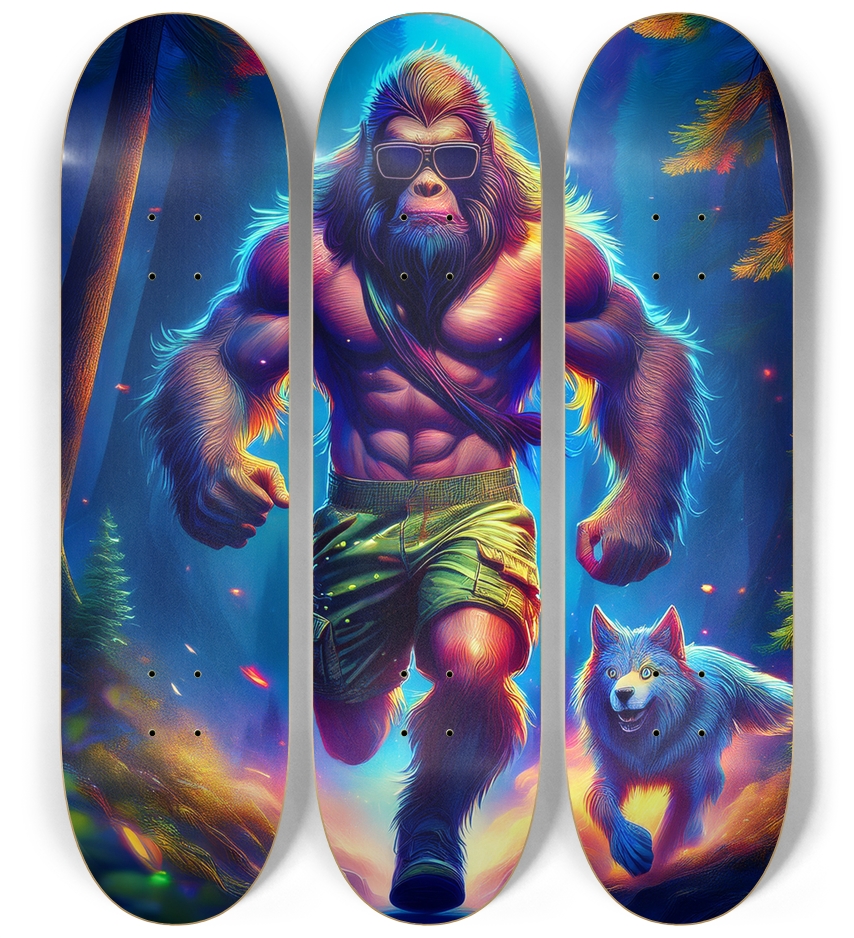 Sasquatch and wolf wall art