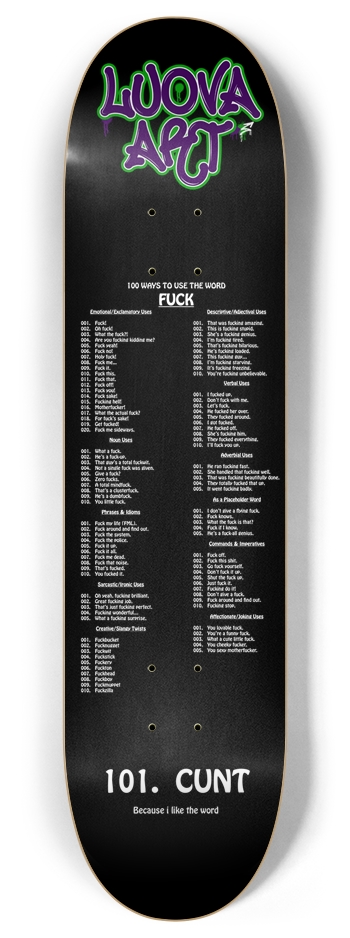 100 ways to use the word fuck 8 Inch Skateboard Deck