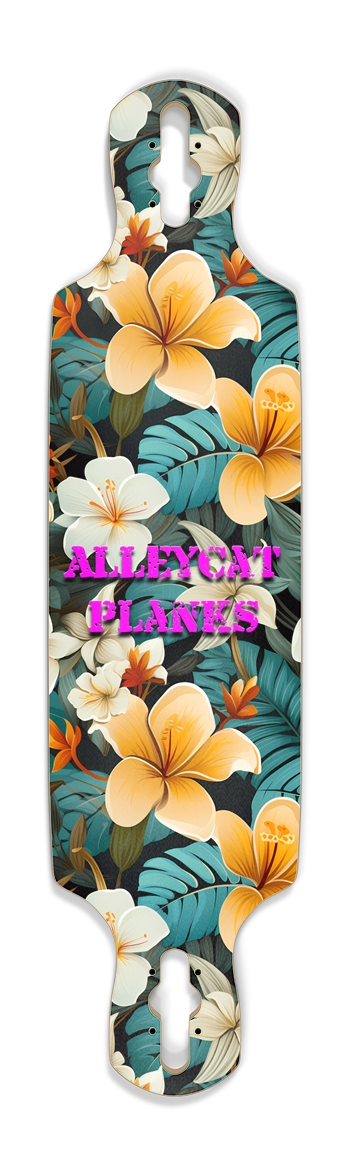 Yellow Plumeria Skateboard Drop Through Longboard