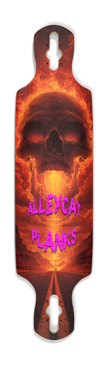 Burning Skull Skateboard Drop Through Longboard