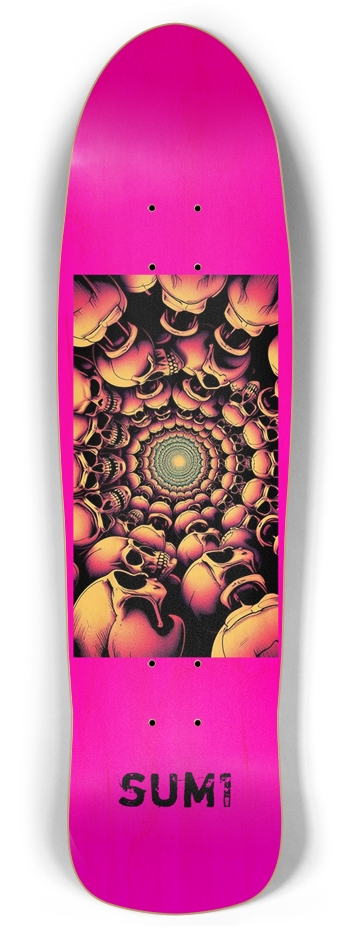 sum1sk8boards pink spiral skeleton retro rocket board