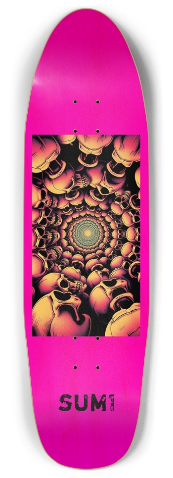 sum1sk8boards pink spiral skeleton punk nose pool board