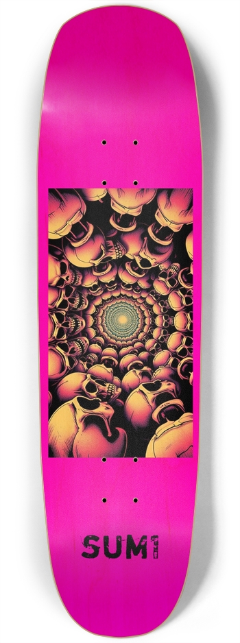 sum1sk8boards pink spiral skeleton square nose board Square Nose