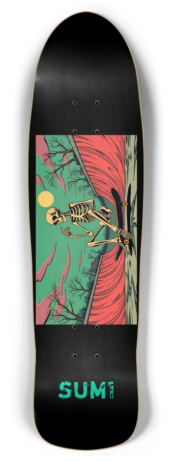 sum1sk8boards thinking skeleton retro rocket shape board 