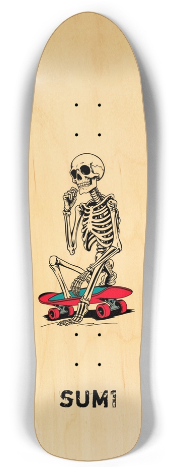 sum1sk8boards thinking skeleton 2 retro rocket shape board 