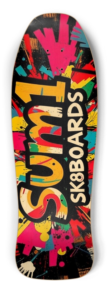 sum1sk8boards logo shredder shape board 