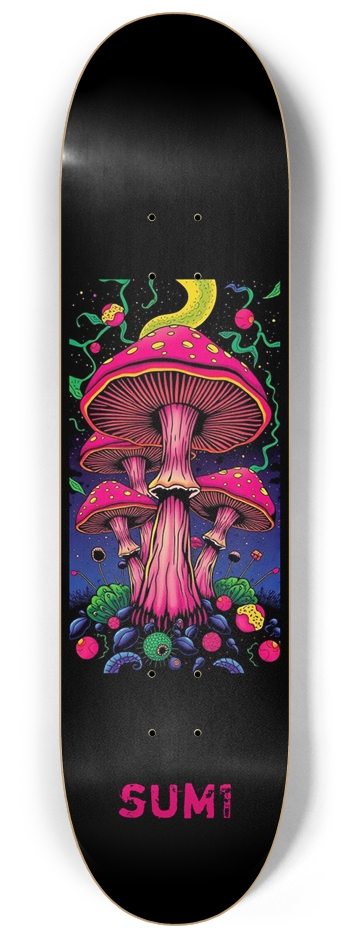 sum1sk8boards neon mushrooms glow in the dark 8 1/4 board 