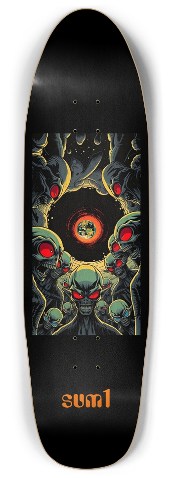 sum1sk8boards aliens black hole punk nose pool board 