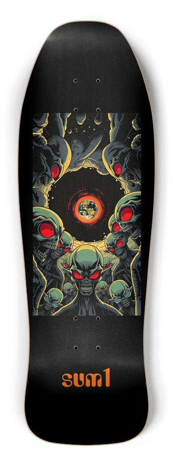 sum1sk8boards aliens black hole shredder shape board 