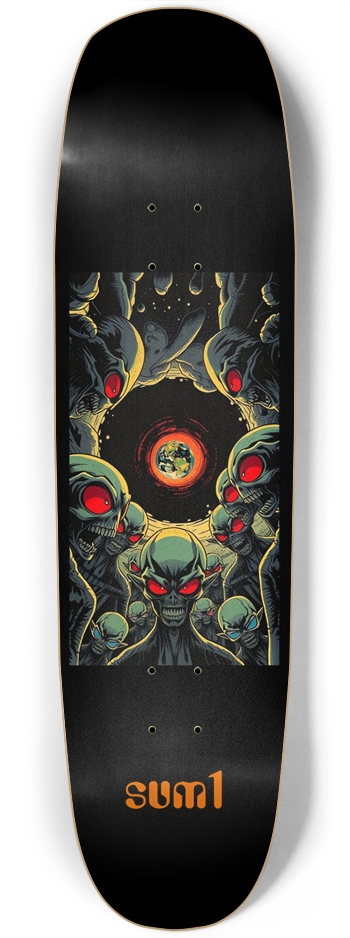 sum1sk8boards aliens black hole square nose board  Square Nose