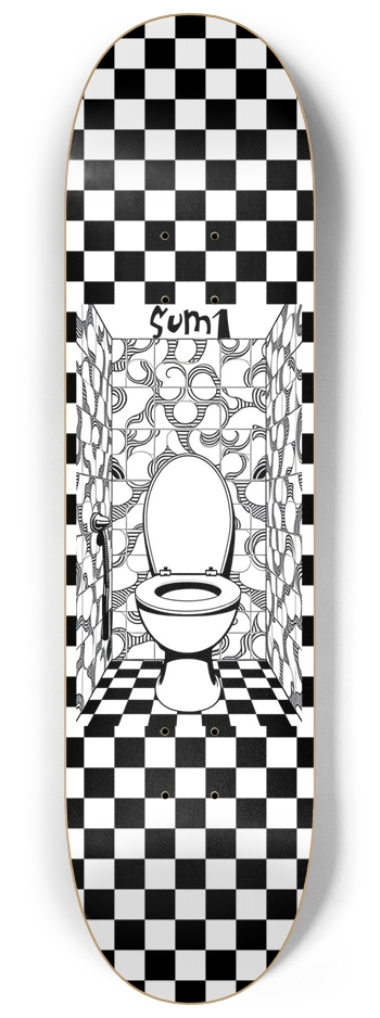 sum1sk8boards black & white checkered toilet 8 1/4 board 