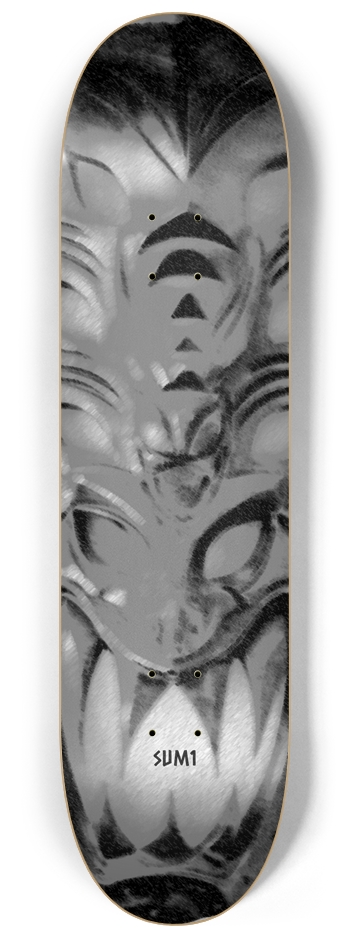 sum1sk8boards demon tiki b&w 8 1/4 board 
