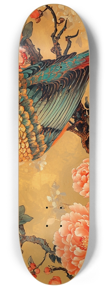 phoenix and peony flowers custom Skateboard Series #2