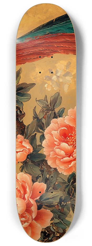 phoenix and peony flowers custom Skateboard Series #3