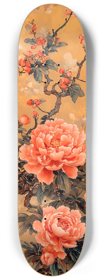  phoenix and peony flowers customSkateboard Series #1