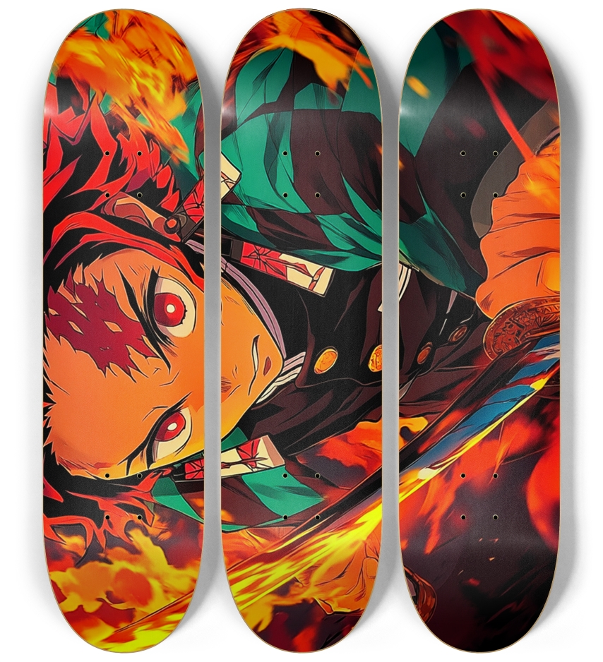 Tanjiro Demon slayer custom Skateboard Series 3 Deck Wall Series