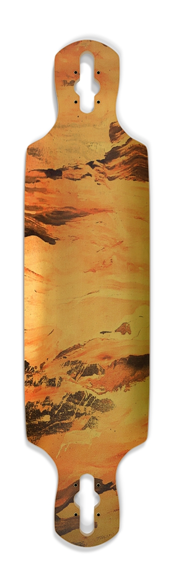 RONIN DECKS Sunset Orange Surfer GOLD RARE Drop Through Longboard