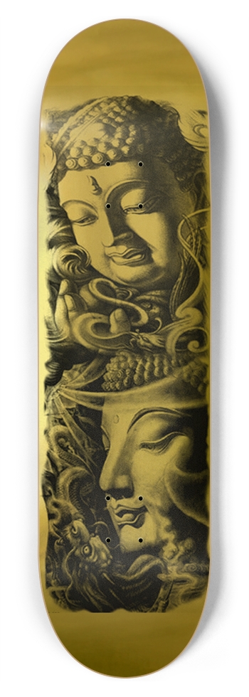 RONIN EPIC Gold Buddha Dragon Krishna Prayer 8-3/4 Inch Skateboard