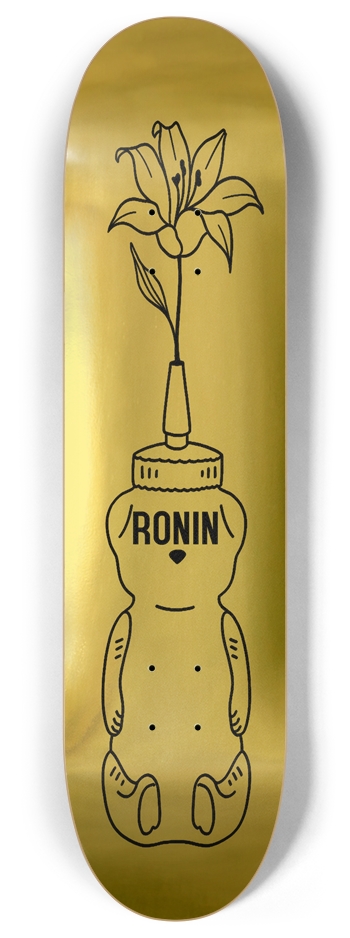 RONIN GOLD Honey Bear Deluxe Flower Whiteout 8 Inch Skateboard Deck