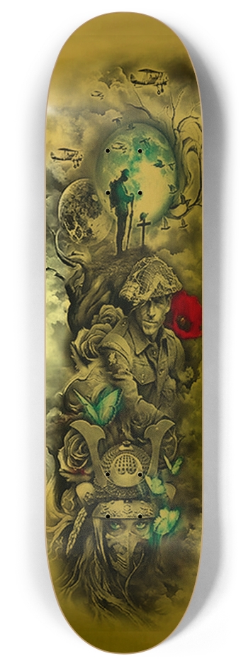 RONIN GOLD Honor Warrior Soldier Moon Plane 8 Inch Skateboard Deck