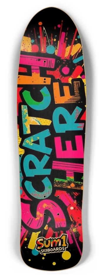 sum1sk8boards scratch here retro rocket shape board 