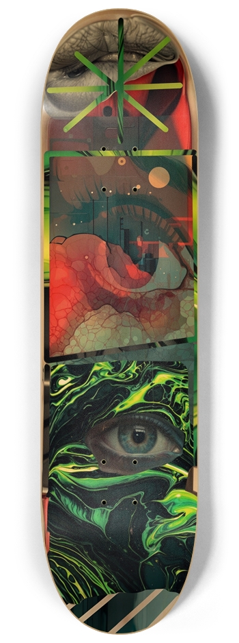 Psychedelic eyes and lips 8-1/4 Skateboard Deck