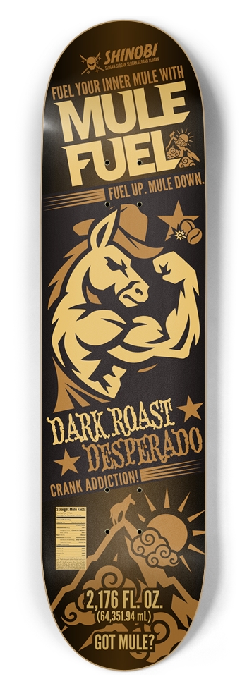MULE FUEL: DARK ROAST DESPERADO - 8.5 Inch 8-1/2 Skateboard Deck