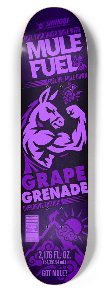 MULE FUEL: GRAPE GRENADE - 7.87 Inch 7-7/8 Skateboard Deck
