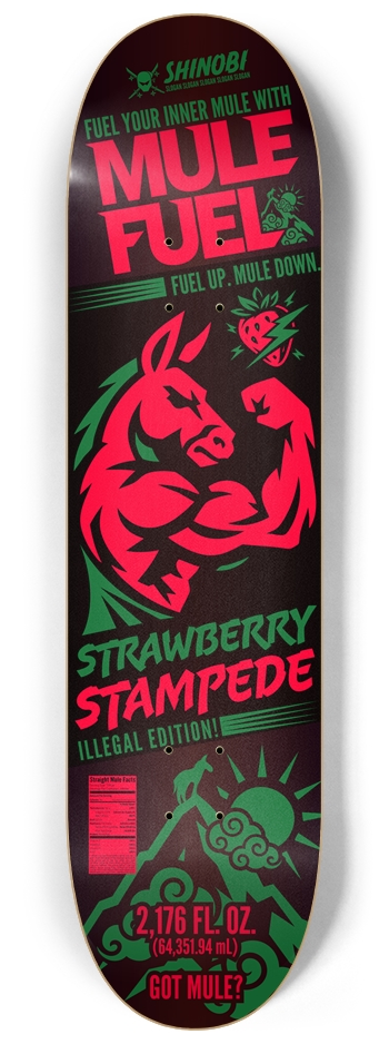 MULE FUEL: STRAWBERRY STAMPEDE - 8.25 Inch 8-1/4 Skateboard Deck