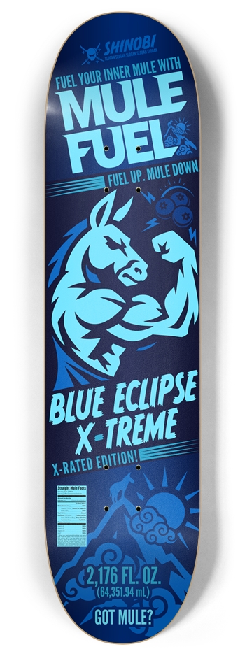 MULE FUEL: BLUE ECLIPSE X-TREME - 8 Inch 8 Inch Skateboard Deck