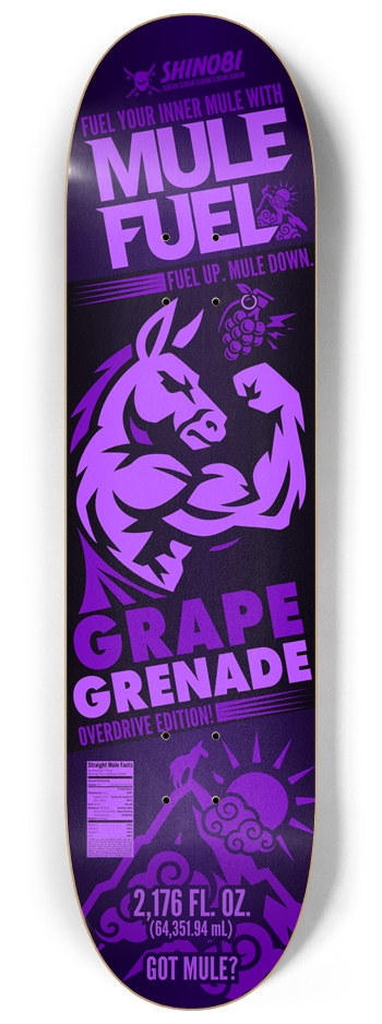 MULE FUEL: GRAPE GRENADE 8-1/4 Skateboard Deck