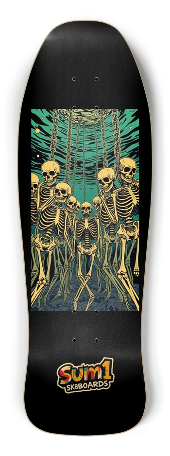 sum1sk8boards chained skeletons shredder shape board Shredder Shape
