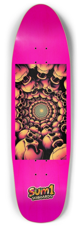 sum1sk8boards pink spiral skeleton punk nose pool board