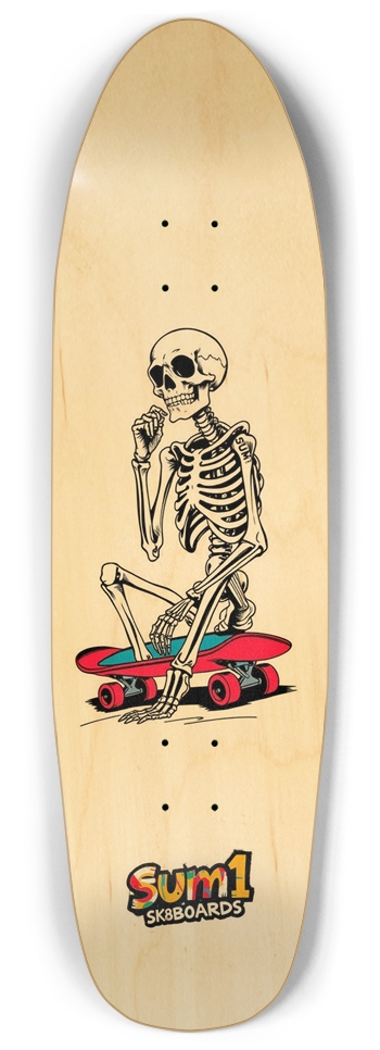 sum1sk8boards thinking skeleton 2 natural punk nose pool board Punk Nose Pool Shape