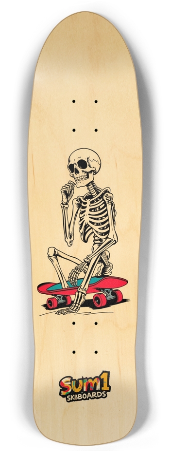 sum1sk8boards thinking skeleton 2 retro rocket shape board
