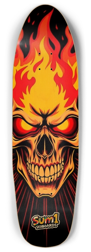 sum1sk8boards flaming skull old school punk nose pool board  Punk Nose Pool Shape
