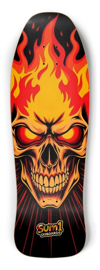 sum1sk8boards flaming skull old school shredder shape skateboard  Shredder Shape