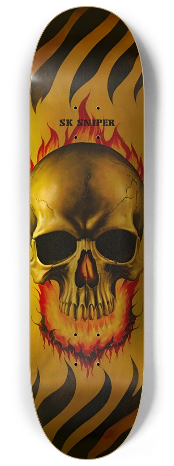 SK SNIPER SKATEBOARDS - GOLD SKULL DECK 01