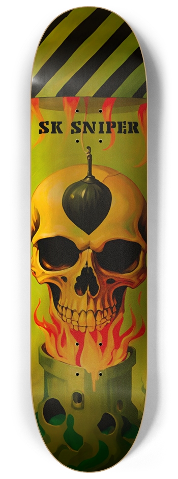 SK SNIPER SHELL SHOCK SKULL DECK 01 8-1/4 Skateboard Deck
