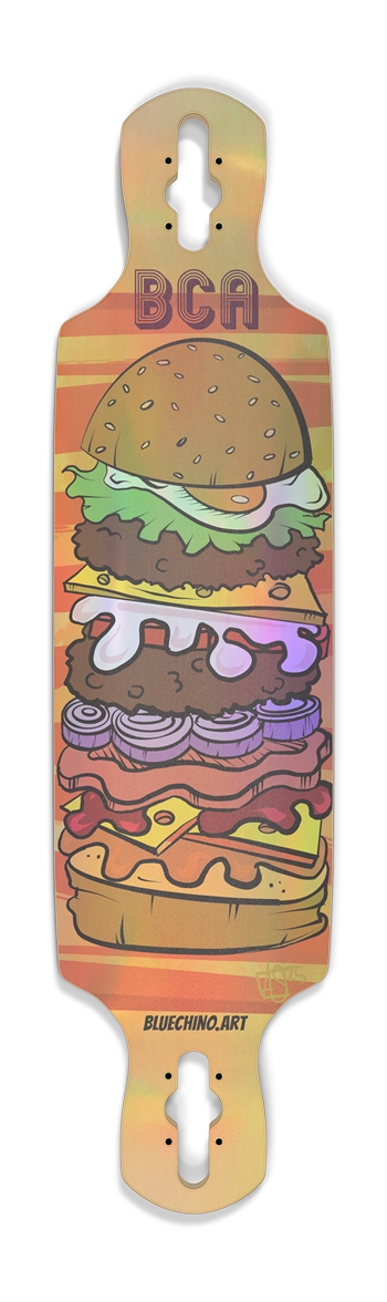 "Royal BCA Cheeseburger" Drop-Through Longboard (Holographic Foil) Drop Through Longboard