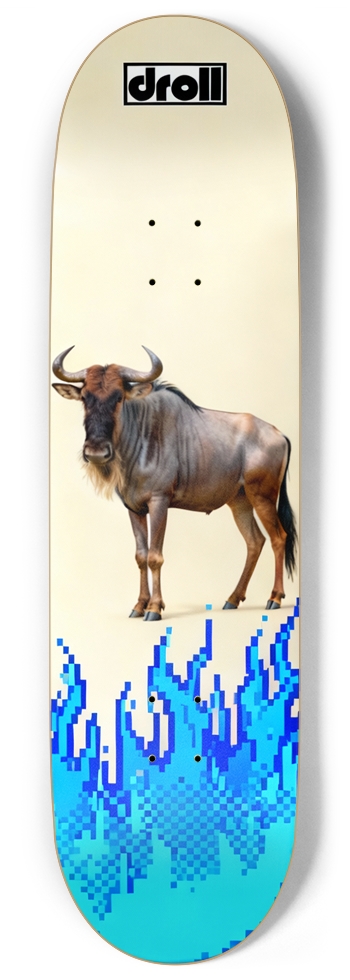 Flaming Wildebeest on Cream w/Blue Flames