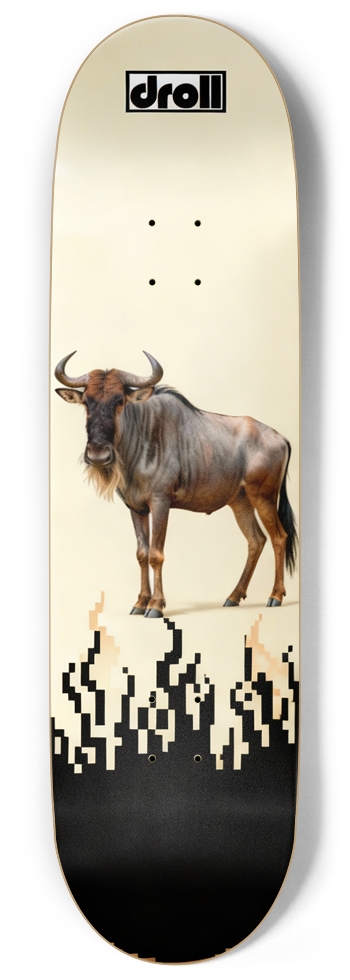 Flaming Wildebeest on Cream w/Black Flames