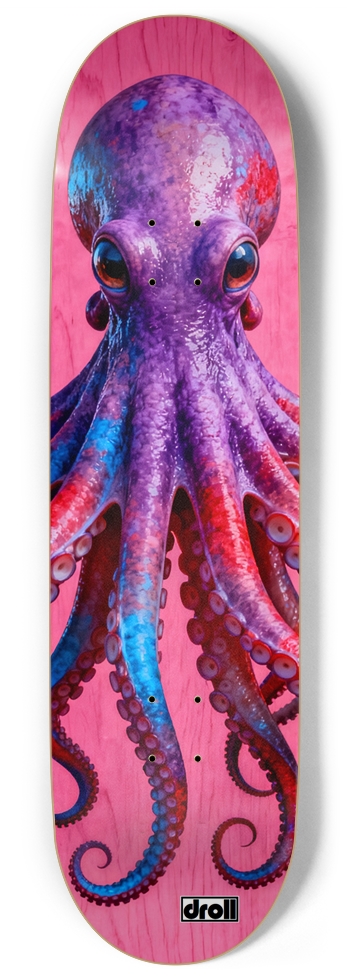 Purple Octopus on Hot Pink Woodgrain