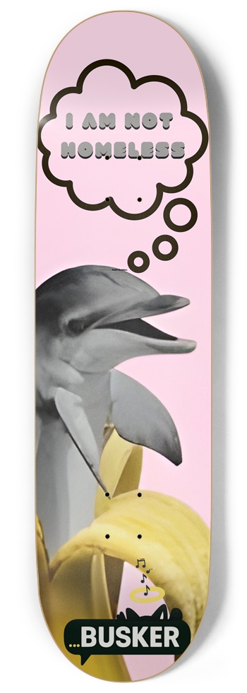 Dolphin ...BUSKER, I AM NOT HOMELESS 9" Skateboard 9 Inch Skateboard
