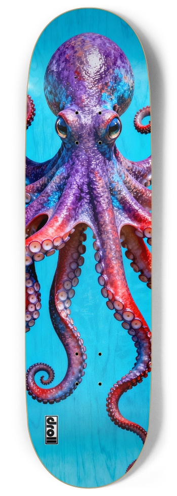 Purple Octopus on Sky Blue Woodgrain