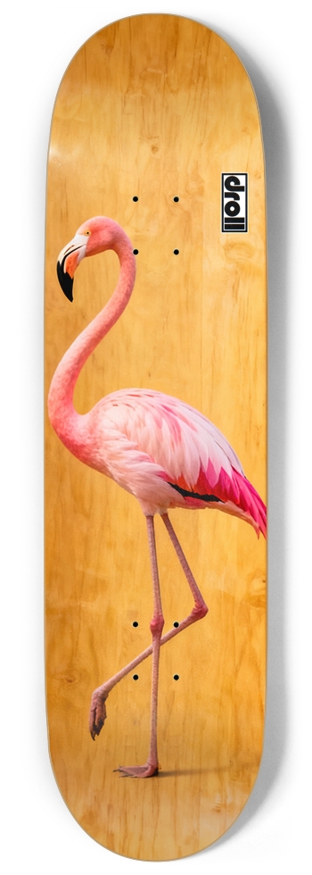 Flamingo on Orange Woodgrain