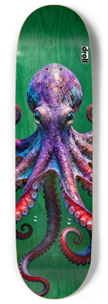 Purple Octopus on Green Woodgrain