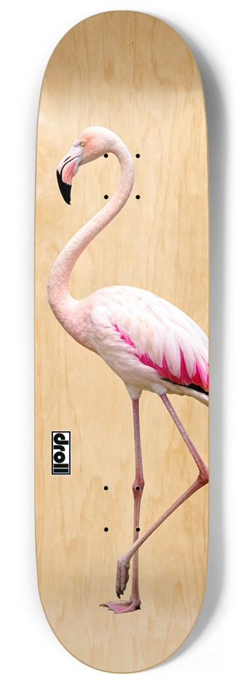 Flamingo on Natural Woodgrain